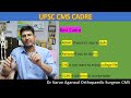 upsc cms cadre allotment 2023 upsc cms chs cghs railway ndmc mcd factory benefits and disadvantage