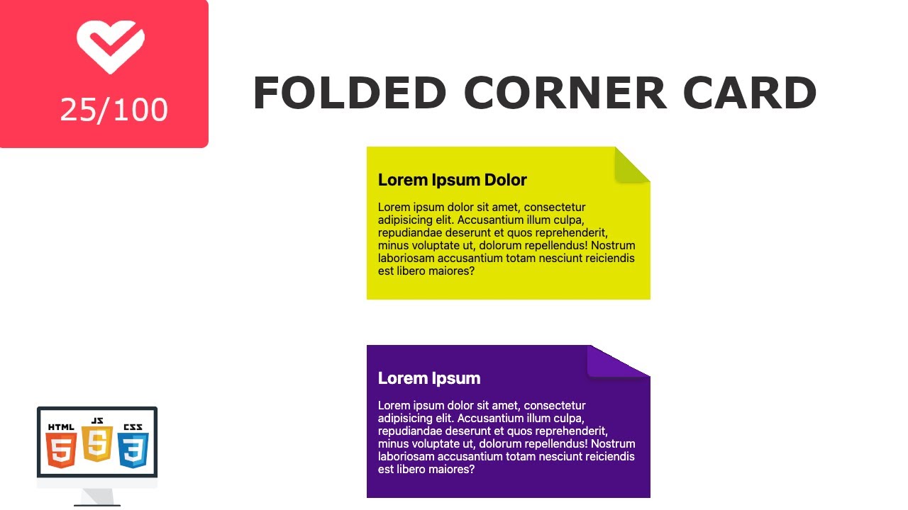 How To Create Folded Corner Card With HTML & CSS | Project 25/100 - YouTube