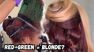 Removing Red Hair Color With Green | Red to Blonde Hair