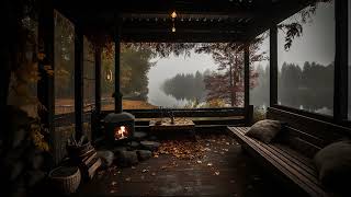 Rainy Day in Cozy Cabin Ambience with Fireplace and Rain Sounds in the forest helps to relax, sleep