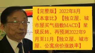 【完整版】2022年8月《本拿比》【独立屋、城市屋买气指数MACD】呈现反转。再预测2022年9月至11月【独立屋、城市屋、公寓房价涨跌率】