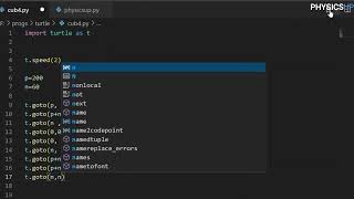 draw a cube using goto() command - turtle package - python