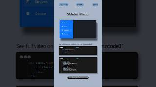 Modern Sidebar Menu CSS | Responsive & Animated Tutorial🔥 #css #coding #shorts #webdesign #cssshorts