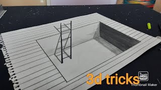 3d art tricks # 3d drawing # 3d ladder in deep# how to make 3d drawing