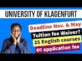 Free Application to Study in Austria | English-taught programs at University of Klagenfurt