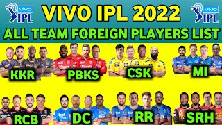 IPL 2022 :- All Teams Foreign players list 2022 | RCB,PBKS,CSK,MI,KKR,RR,SRH, Lucknow and Ahm
