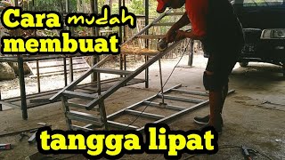 Tutorial cara membuat tangga lipat dari besi holo , tangga lipat baja ringan