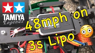 Tamiya Top Force on 3s Lipo using the Speed Gear Set 69t Spur with 23t Pinion...