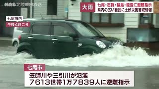 大雨で七尾市・志賀町・輪島市・能登町に避難指示