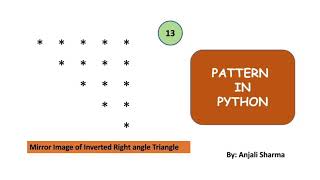 Mirror Image of Inverted Right angle Triangle | Patterns in Python | Python Lectures |
