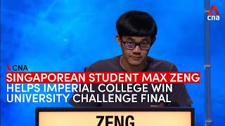Singaporean Max Zeng helps Imperial College London win UK quiz show University Challenge finals