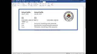 Create Numbered Raffle Tickets in Word using the SEQ function doesn't need Excel