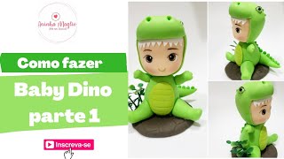 Dinossauro em biscuit Passo a Passo sem molde - Parte 1 | How to make dinosaur out of cold porcelain