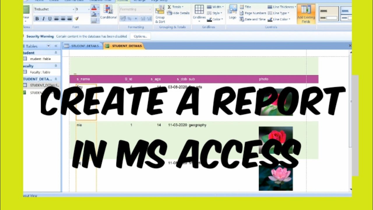How To Create A Report In Access Step By Step Design Talk