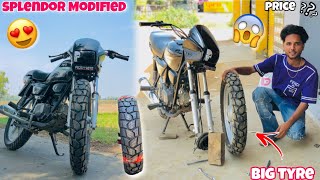 Splendor Modified😍 || Install Big Tyre In Front😱 || 110 Number ||  Splendor Modified 2023 ||