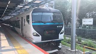 E257系2000番台オオNA-09編成+E257系2500番台オオNC-32編成 特急踊り子1号 川崎駅発車シーン