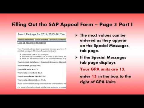 Part 9 - How Do I Fill Out the SAP Appeal Form Page 3, Part 1 Part 9 - How Do I Fill Out the SAP Appeal Form Page 3, Part 1