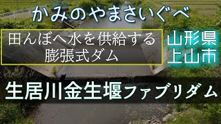 【上山市】ゴム製のダム。田んぼの水はここから 生居川金生堰ファブリダム