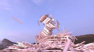Realistic Plank Tower Collapse Simulation in Blender