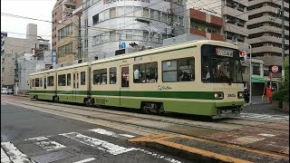 広島電鉄3800形3805号『ぐりーんらいなー』天満町発車