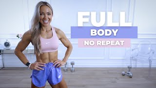 DIVERSE 30 MIN FULL BODY WORKOUT - Dumbbells & Bodyweight | No Repeat