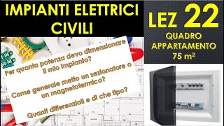 22-IMPIANTI ELETTRICI - Quadro elettrico, appartamento 75 metri, magnetotermico, sezione montante