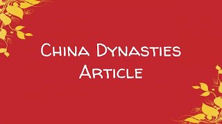 China Dynasties Article
