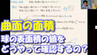 曲面の面積：球の表面積は4πr^2