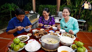 Hái Dừa ăn mít chín cây Cá rô đồng chiên Phạm Dũng nấu món Giò Heo Giả Cầy siêu ngon ở quê Phan Diễm
