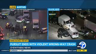 CHAOTIC END: Police chase on 405 Freeway in Brentwood area