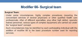 MODIFIERS 63, 66 with examples