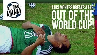 Luis Montes (Mexico) Out of the World Cup after breaking a leg! - 2014 FIFA Frie