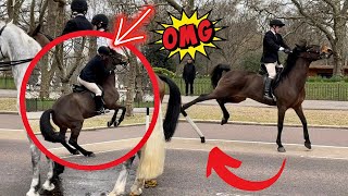 Spooked Horse Tries To Flip Rider And Kicks Pole!