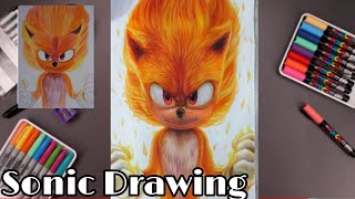 how to draw super sonic easy / sonic hedgehog drawing / how to draw sonic the hedgehog