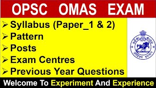OPSC OMAS SYLLABUS, POSTS, PAPER_1 & 2 , SALARY | #opsc #opscomas