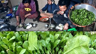 bhumi kitchen || Mustard greens in Bhumi's dinner || Organic village food in Nepal ||