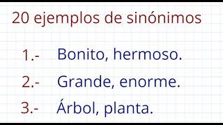 20 ejemplos de sinónimos