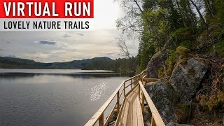 Virtual Run | Trail and Gravel Around A Lake | Stunning Nature Scenery Norway 4k