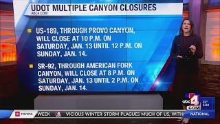 Closures issued for multiple Utah canyons due to severe weather