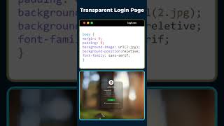Transparent Login Form With Glass Effect Using HTML CSS 2024 | HTML CSS Tutorials | @CodingWithDS