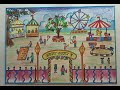 How to draw  Mela (Fair) drawing l Drawing of village fair step by step l Drawing of Fair scenery