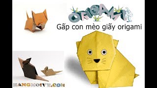 Cách gấp, xếp con mèo Kitty bằng giấy origami - How to make a paper Cat