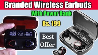 M10 True Wireless Earbud Review andunboxing Earbuds with Powerbank fullreview |