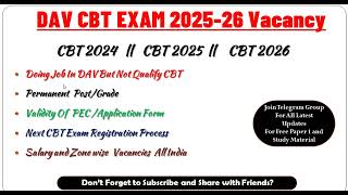 DAV School Vacancy 2025-26 With Or Without CBT Qualified * Working Not Qualified CBT What To Do