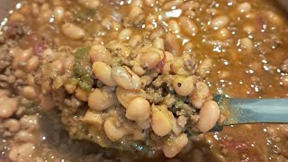 Green Chili Pinto Beans with Ground Beef