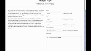 Testimonial input form shortcode