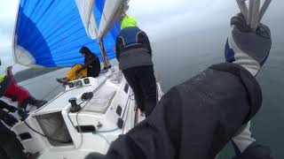 Racing Hravn - Jack Island Race Oct 2019 - sailing light air asym spinnaker