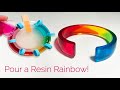 Pour Resin Rainbows!  Learn how to cast these colorful cuff bracelets with little-windows.com