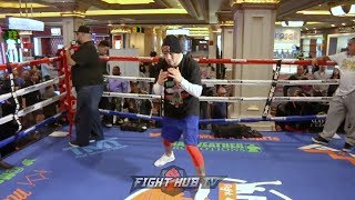 BRANDON RIOS SHOWS OFF FOOTWORK, FAST HANDS DAYS OUT FROM DANNY GARCIA FIGHT DURING WORKOUT