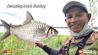 ស្ទូចត្រីឆ្ពិនទន្លេ - Amazing hook fishing - Best hook fishing - Traditional hook fishing